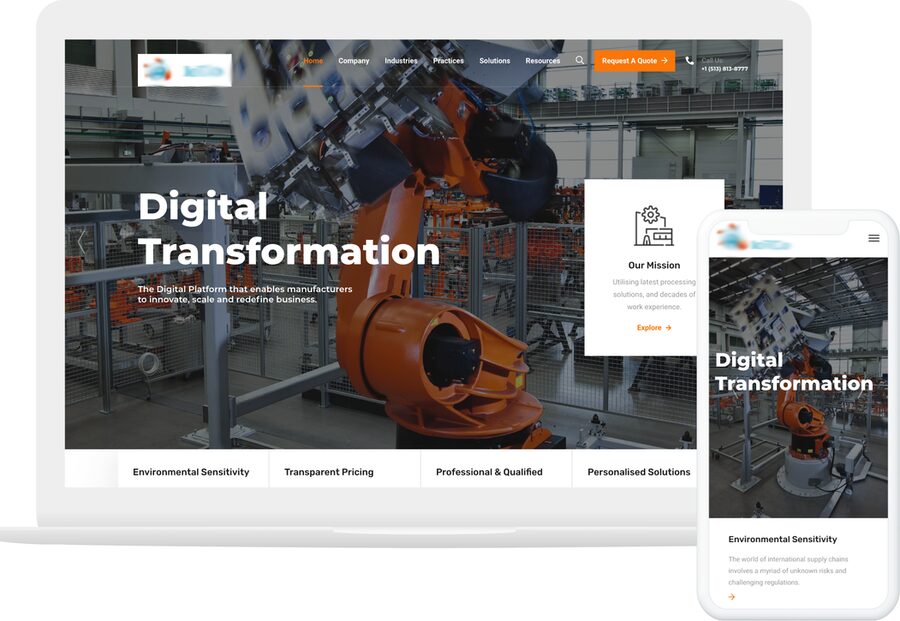 Manufacturing digital transformation website UI